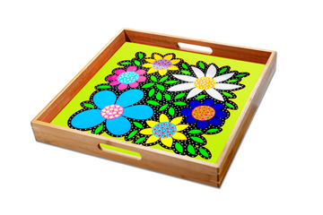 Flowered Tray - Lime Green - Art by Mele
