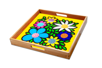 Flowered Tray - Yellow - Art by Mele