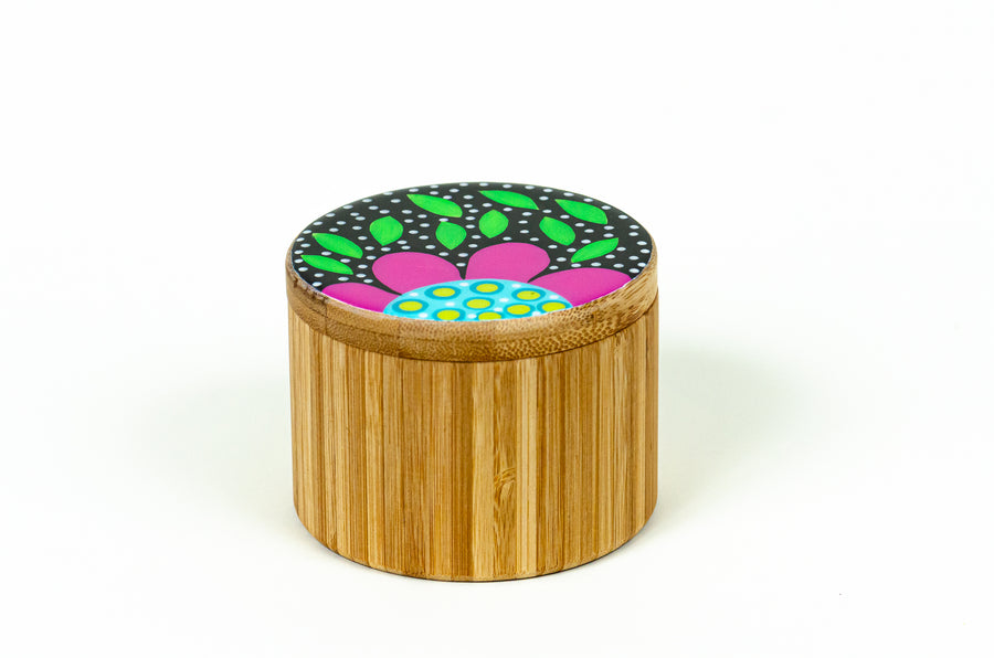 Flowered Round Box - Fuchsia - Art by Mele