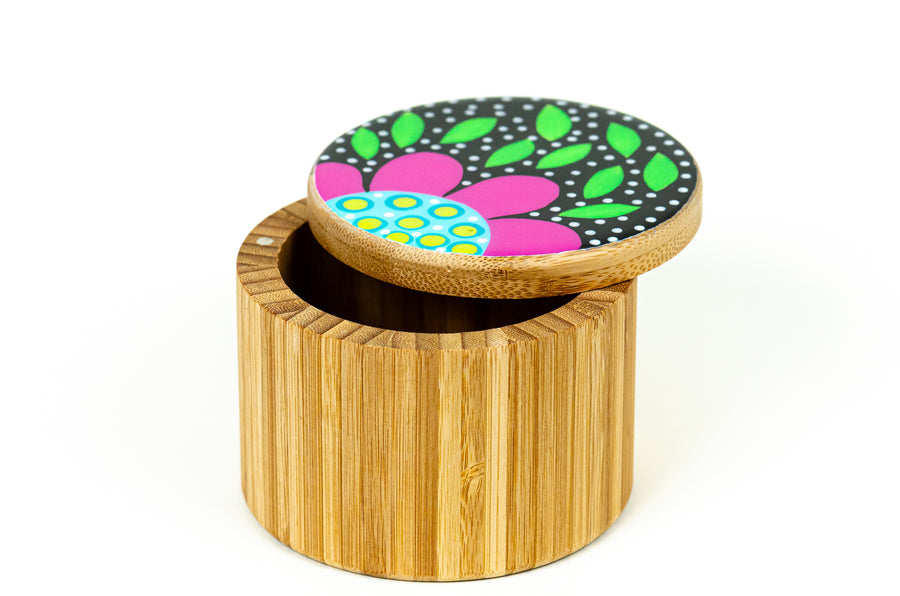 Flowered Round Box - Fuchsia - Art by Mele