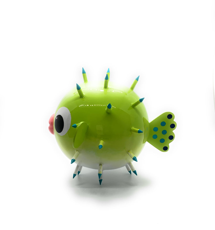 Colored Globefish - Lime Green - Art by Mele