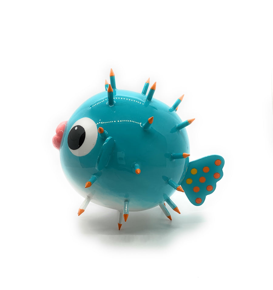 Colored Globefish - Turquoise - Art by Mele