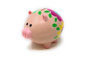 Decorative Piggy Bank - Turquoise/Fuchsia - Art by Mele