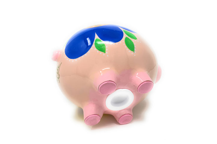 Decorative Piggy Bank - Royal Blue/Red - Art by Mele