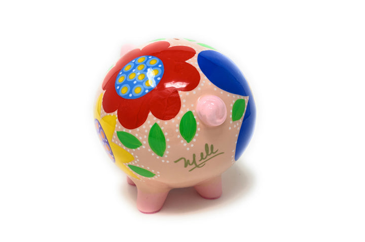 Decorative Piggy Bank - Royal Blue/Red - Art by Mele